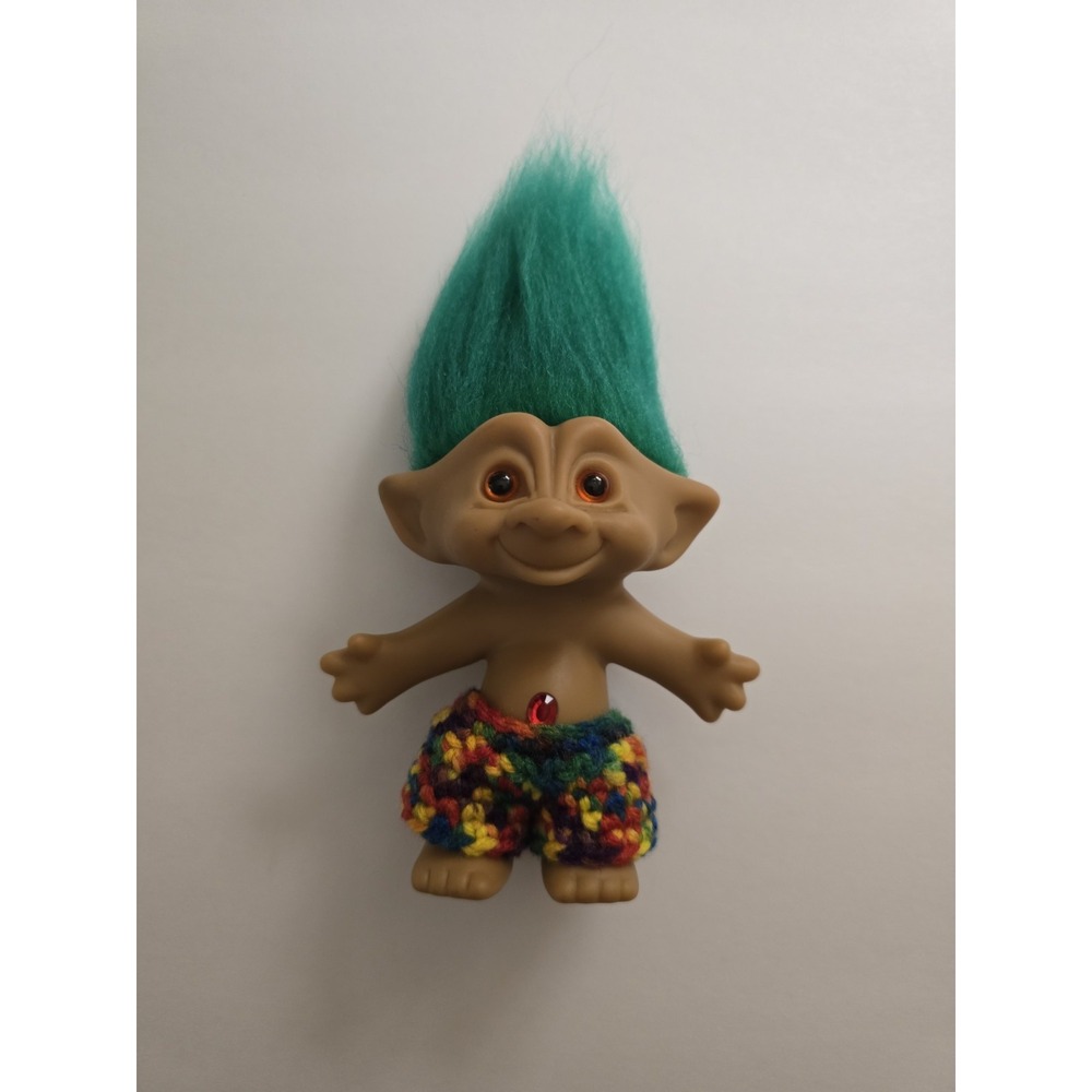 ACE Novelty Treasure Trolls Troll Green Wishstone Gem Custom Crochet Shorts Y2K